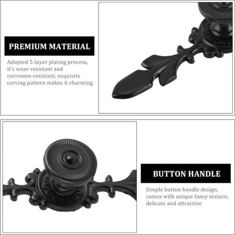 4 Pièces Boutons de Porte Poignée Style Vintage, Poignée D'armoire Rétro en Aluminium Noir, pour Portes de Garde-robe Simples et Modernes, Tiroirs (1/3)