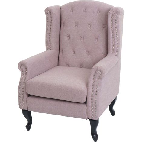 Fauteuil Chesterfield, fauteuil relax fauteuil club fauteuilàoreilles, tissu / textile hyd (1/4)