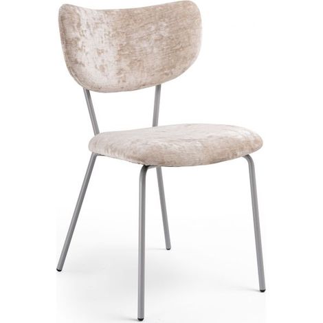 Sedia velluto imbottita Design Moderno qualità Made In Italy - Telaio Metallo GRIGIO velluto pregiato 5 colori - SURI COLORE Velluto Beige - Telaio Grigio Opaco (1/5)