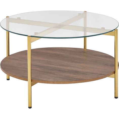 Coffee Table LOVELL Tempered Glass Gold (1/5)