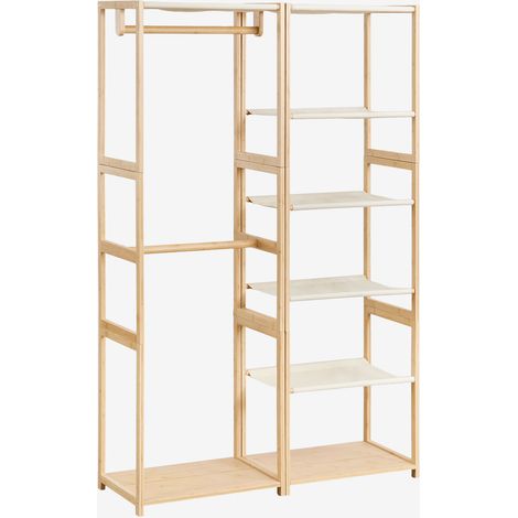 Armoire modulaire ouverte en bambou Deneb 2 pièces avec étagères et portant SKLUM NATUREL (1/5)