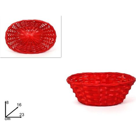 Cestino Pane da Tavola Rosso Intrecciato Ovale 23 cm