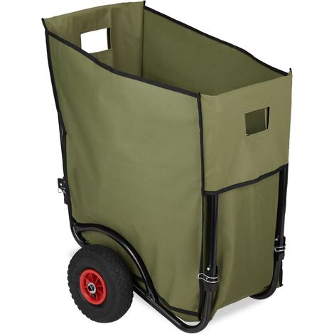 Carrello da giardino pieghevole 160 l raccolta rifiuti foglie rami mobilità ottimale in tessuto verde 130008148