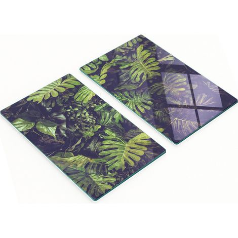 Taglieri decorativi in vetro con motivo foglie di Monstera, 2x30x52 cm (1/5)