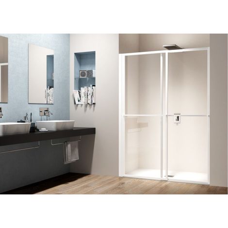 Porte de douche 2 volets coulissants et pivotants Ancomalin - Anconetti - Profilé blanc brillant (1/4)