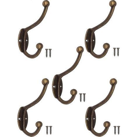 Patères anciennes, en fonte, laiton et bronze style campagne rétro, lot de 5 (1/4)