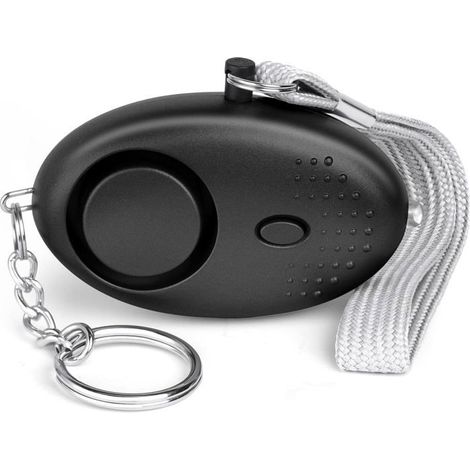 (Farbe: Schwarz (Verbesserte Version)) 140 dB Taschenalarm, Personenalarm, tragbarer Schlüsselanhänger-Alarm, Notfall-Sicherheitsalarm mit LED-Leuchten, Schlüsselring (1/5)