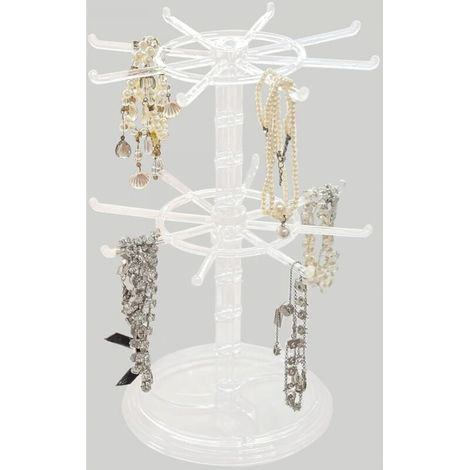 Porte Bijoux,Présentoir à Bijoux,2 Étages Porte Bijoux,Porte Boucle D'oreille,Presentoir Collier Avec Plateau (1/5)