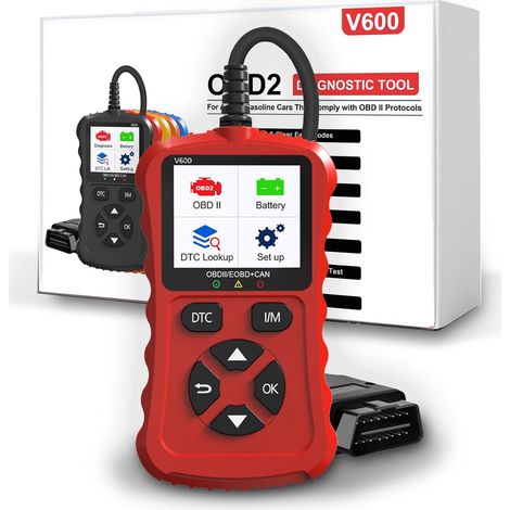OBD2 Scanner Code Reader Dispositif de Diagnostic Automatique, Lecteur Automatique de Code d'erreur pour Tous Les véhicules OBD II/EOBD Outil de Diagnostic avec Lecture de mémoire d'erreur, Rouge (1/5)