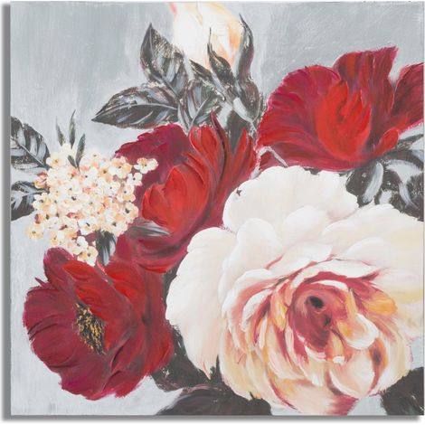 Dipinto su Tela Red Flower Square 90x3,7x90 cm in Legno di Pino e Canvas Multicolor (1/5)