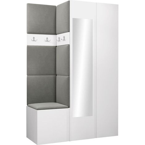 Conjunto para recibidor Pinis XXVI, Polo 894, 186x116x46cm, Espejo, Aglomerado laminado, Tapiz, Colocada, Montada en la pared (1/5)