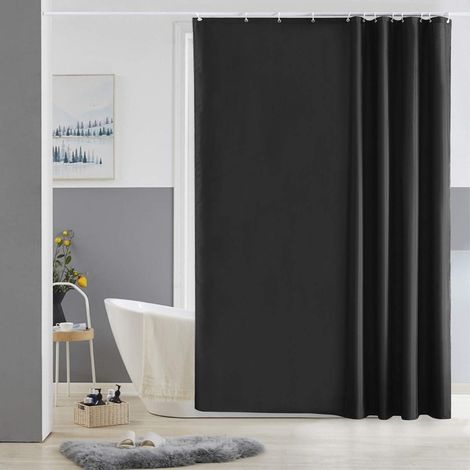 Schwarzer Furlinic Duschvorhang 180x180 aus schimmelresistentem Polyester Stoff (1/5)