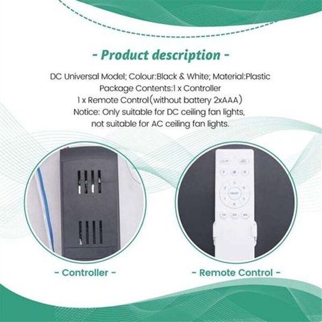 Kit telecomando universale Bardusch per ventilatore da soffitto da 40 W con 6 velocità e sincronizzazione luce CC (1/3)