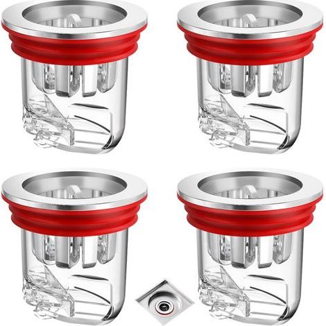BUNTHAUS 4 Pièces Clapet Anti Odeur, Transparent Anti-Odeur Drain de Sol Douche pour Machine à Laver, Trous de Drainage, Salles de Bains et Cuisines
