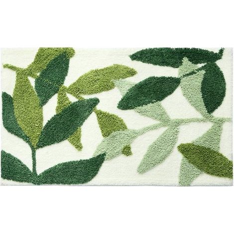 Tappetino antiscivolo per bagno, 60x40 cm, assorbente, verde, bianco, in poliestere, adatto per pavimento, doccia, ingresso e per ambienti con macchie. (1/5)