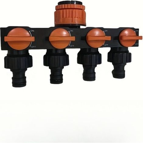 Repartidor De Agua 4 Salidas - Válvulas Individuales - Adaptador Roscado Universal Para Manguera - Sistema De Riego Jardín - 1 Unidad (1/5)