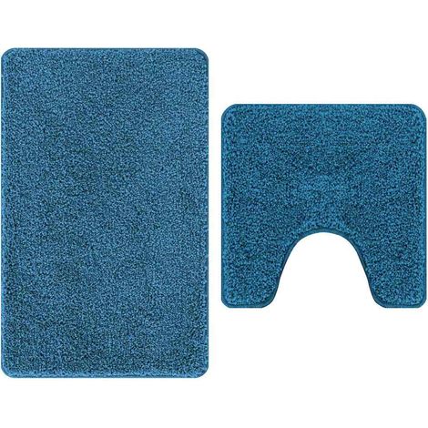Maison Exclusive - Set di tappetini antiscivolo per il bagno 2 pcs Blu PP