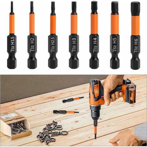 Set of 7 50mm Hex Shank Triangular Head Screwdriver Bits, Impact Screwdriver Bits H1.5-H6, Magnetic Hex Shank Triangular Head Screwdriver Bits Tip Set S2 Steel (1/4)