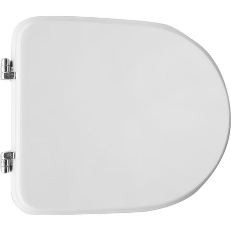 Sedile wc coprivaso per Azzurra vaso Mini Nuvola 35,5-37,5x35,5 cm copriwater bianco in legno stabilizzato colato in poliestere con cerniere regolabili (1/4)