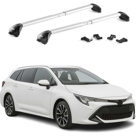 OMAC Barres de toit transversales certifiées TÜV pour Toyota Corolla mk12 Break 2019-2026 – Verrouillables (4 antivols) – Charge max 100 kg – Fixation durable Argent (1/4)
