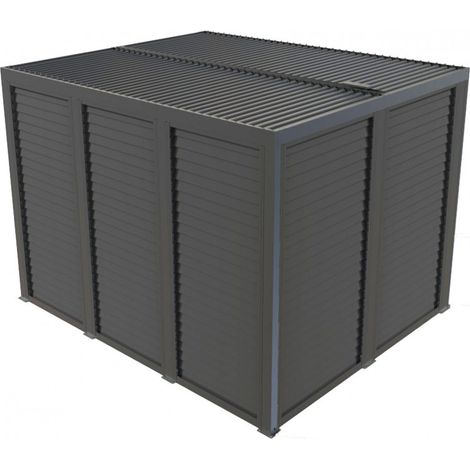 Habrita – Pergola bioclimatique aluminium 10,80m2 – Ventelles latérales orientables – Dimensions 360x300cm – Structure résistante aux intempéries (1/3)