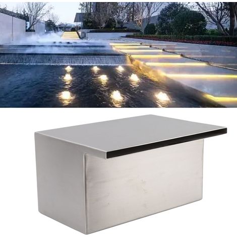 Fontaine de piscine/spa à rideau d'eau style cascade avec filetage interne G1-1/2 et éclairage LED multicolore. Tête de fontaine en acier inoxydable 304, 12 V. (1/5)
