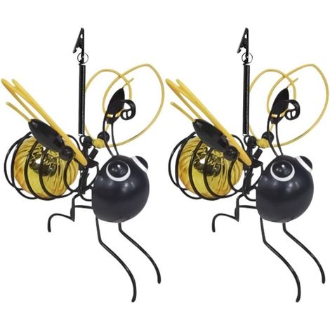 Lot de 2 lampes solaires en forme d'abeille pour jardin, extérieur, jardin, terrasse, cour, allée, décoration de plantes (jaune) Classe énergétique A (1/5)