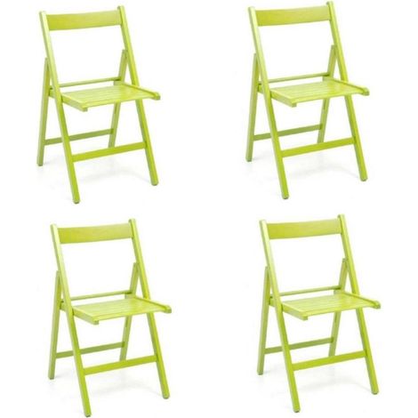 Sedia pieghevole salvaspazio in legno lusso colorata VERDE SET DA 4 (1/2)