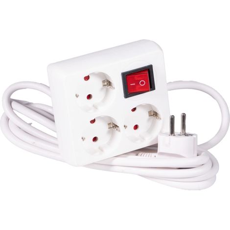 Multiprise Blanche 3 Prises avec Interrupteur câble 3 m 3680 W 16 A 250 V Prise européenne (1/5)