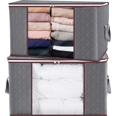 Sac De Rangement Pliable - 90 L - Fermeture Eclair Bidirectionnelle - Fenetre Transparente - Poignee Renforcee - Lot De 2 (1/5)