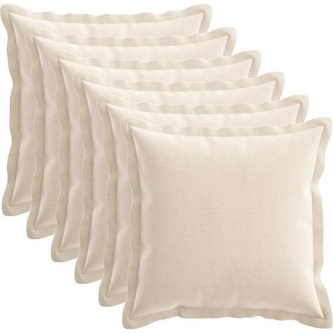 Cushion Cover 6 pcs HOUTEN Cream 35 x 35 cm Chenille Fabric vidaXL (1/5)