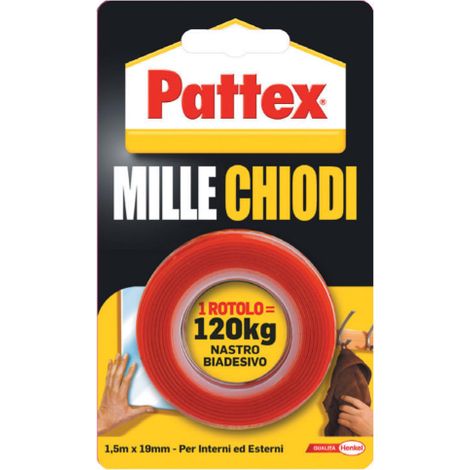 Ruban adhA sif double face Pattex Millechiodi de 1,5 m, montage extra fort