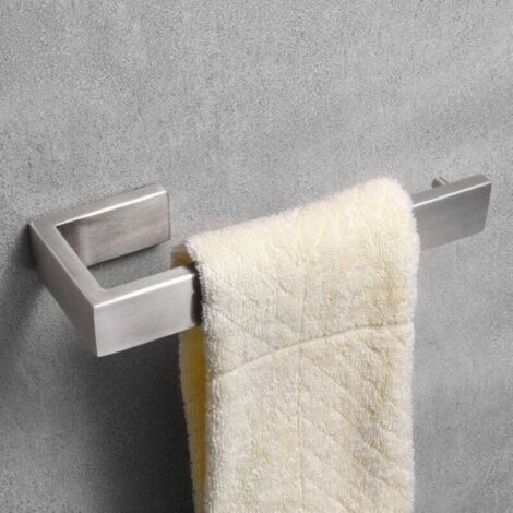 Matériel de salle de bains Porte-serviettes SUS 304 en acier inoxydable carré porte-serviettes anneau support d'étagère pour salle de bain cuisine garage robuste mural (1/4)