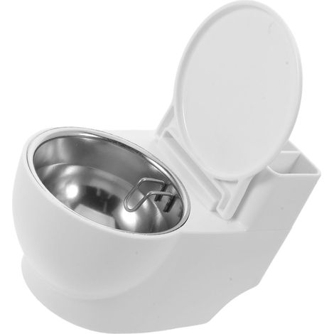 Easy-to-Clean White Wall-Mounted Ashtray with Stainless Steel Spill-Proof Lid for Office and Bathroom (1/5)