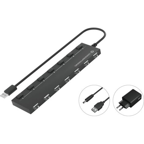 Conceptronic HUBBIES08BP hub & concentrateur USB 2.0 480 Mbit/s Noir