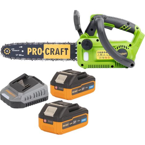 Procraft PKA42Libb Tronçonneuse à chaîne sans fil 20 V 304 mm Brushless + 2x batterie 4,0 Ah + chargeur