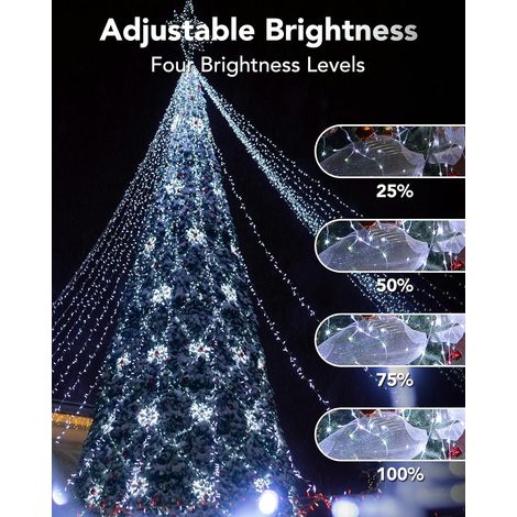Guirlande Lumineuse 400 LED, Guirlande Lumineuse Extérieure 50m avec 8 Modes étanche pour Terrasse, Jardin, Arrière-cour, Décoration, Blanc (1/5)
