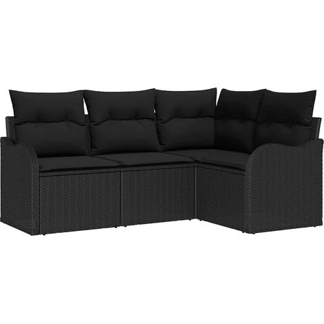 Maison Exclusive - Gartensofa-set Schwarz Poly-Rattan