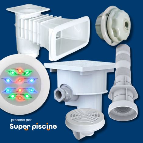 Kit pièces à sceller mini piscine Weltico avec projecteur couleur