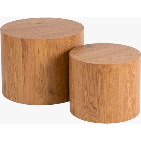 LEILA Lot de 2 tables basses couleur bois clair (1/5)