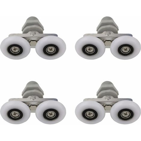 Roulettes Doubles pour Porte de Douche Roulettes pour Porte de Douche Roulettes Coulissantes Porte Salle de Bain Douche Rouleau de Douche de Rechange,Pièces de rechange pour salle de bain 19mm 4 PCS (1/5)