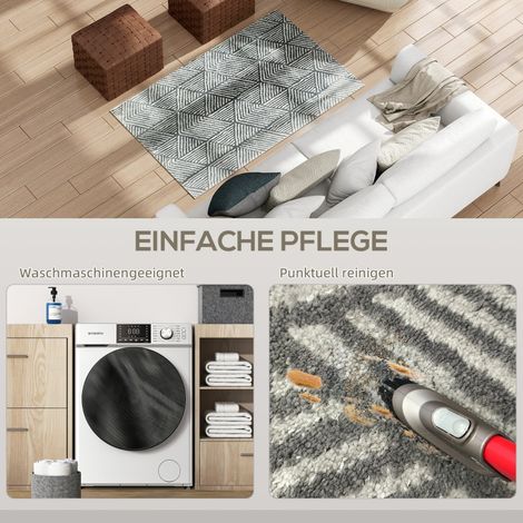 Tapis moderne pour salon, moquette lavable 150x80 cm, gris anthracite, carpette antidérapante (1/5)