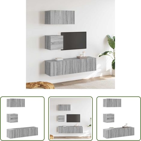 TV-Schrank Set - 4-tlg. TV-Schrank-Set Grau Sonoma Holzwerkstoff (1/5)
