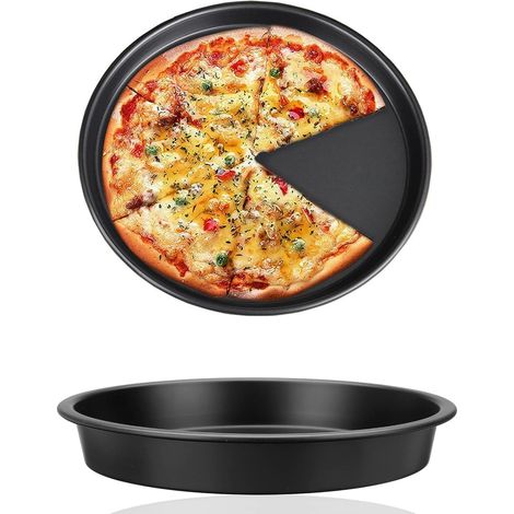 1 Poêle à pizza, Acier au carbone, Antiadhésif, 23 cm, Pour four et micro-ondes, Usage domestique et commercial