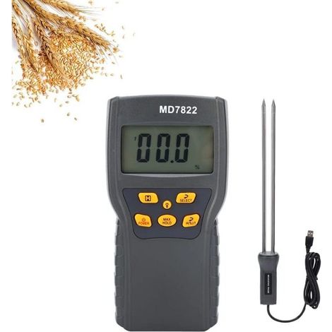 Portable Grain Moisture Meter, Digital Grain Moisture Detector for Corn, 2%-30% Moisture Measurement Range, with Probe, for Rice, Soybean Fiber Grains (1/5)