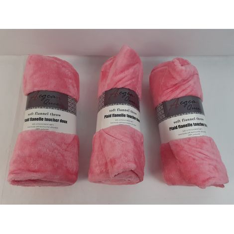 Lot de 3 - Plaid flanelle toucher doux - 127x152cm - 100% polyester - Voir photos pour détails - Rose - NEUF (1/4)