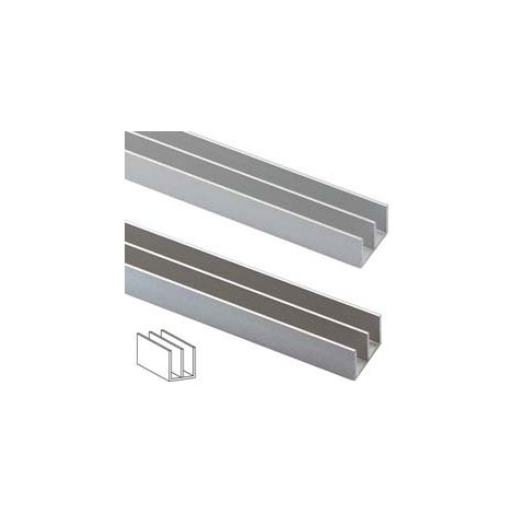 PROFILO A DOPPIA U IN ALLUMINIO- - mm.20x18 mt.1 argento - 5 pezzi