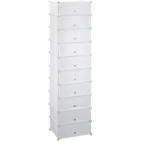 Meuble armoires chaussures casiers plastique modulable rangement 20 paires blanc (1/4)