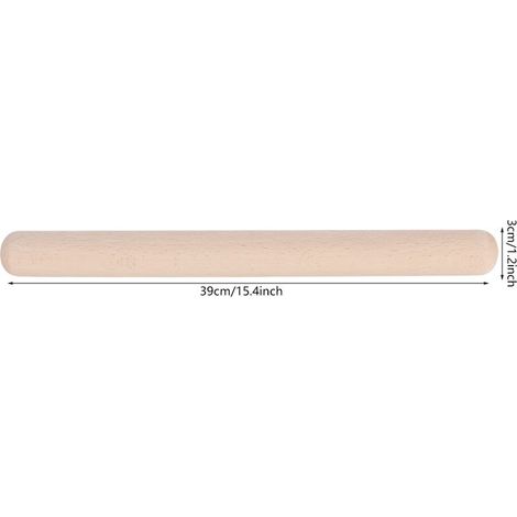 Rouleau à Pâtisserie en Bois Massif 39cm - Pour Pizza, Pâte à Tarte et Biscuits - Ustensile de Cuisine Professionnel (1/5)