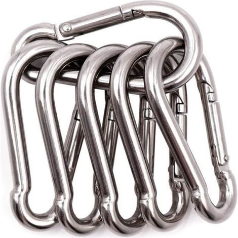 Mousqueton - Acier Inoxydable - Pour Sac À Dos Camping Randonnée Escalade - 6 Pièces (1/5)
